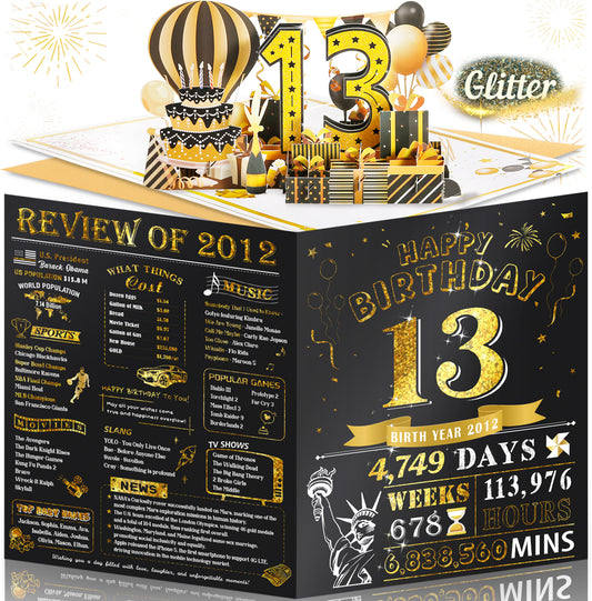 Aiunmiol 21st Birthday Card for Son Grandson, Jumbo 3D Pop Up 21st Birthday Cards for Boy Girl, Happy 21 Year Old Her Him Daughter Funny Bday Gifts, Review of 2004, Black Gold