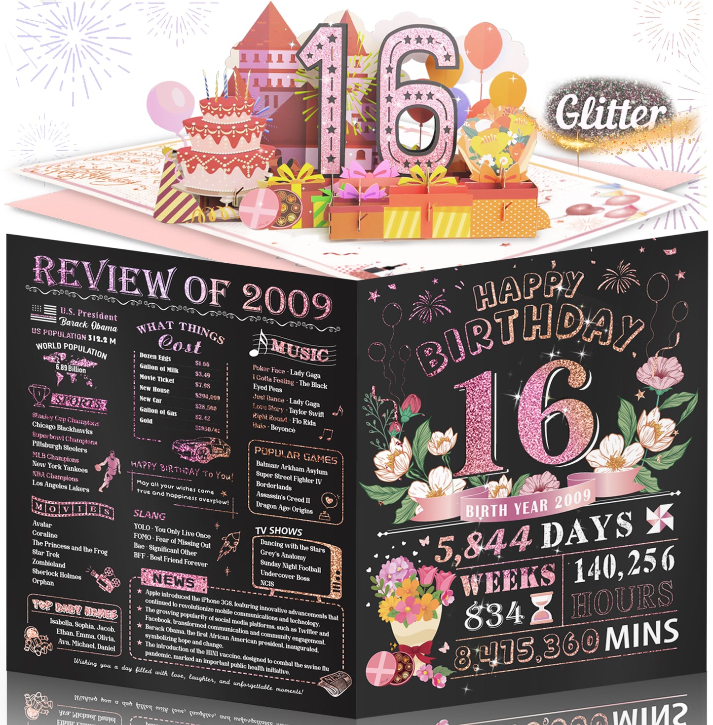 Aiunmiol 10th Birthday Card for Girl Daughter, Pop Up 10th Birthday Gifts Cards for Granddaughter Niece, Happy 10 Year Old Birthday Decorations for Daughter Girls, Review of 2015, Pink