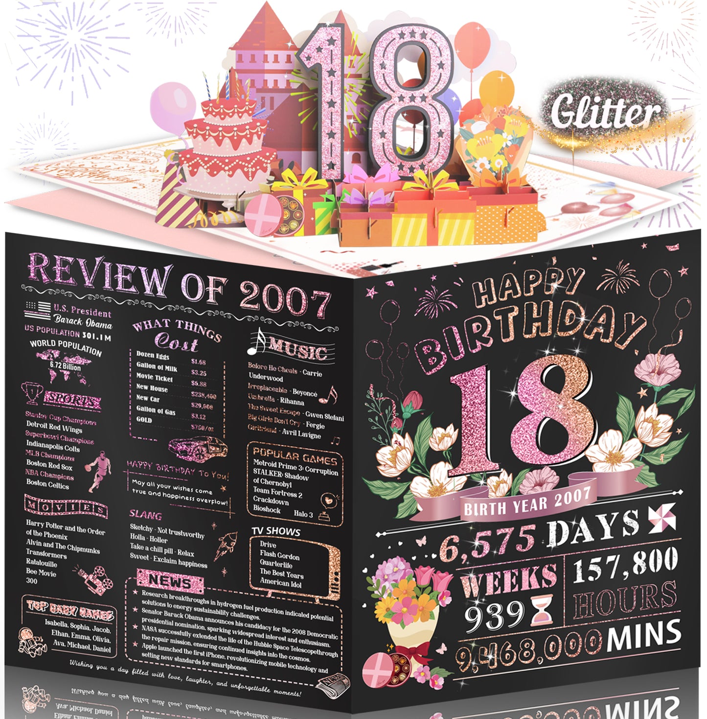 Aiunmiol 10th Birthday Card for Girl Daughter, Pop Up 10th Birthday Gifts Cards for Granddaughter Niece, Happy 10 Year Old Birthday Decorations for Daughter Girls, Review of 2015, Pink