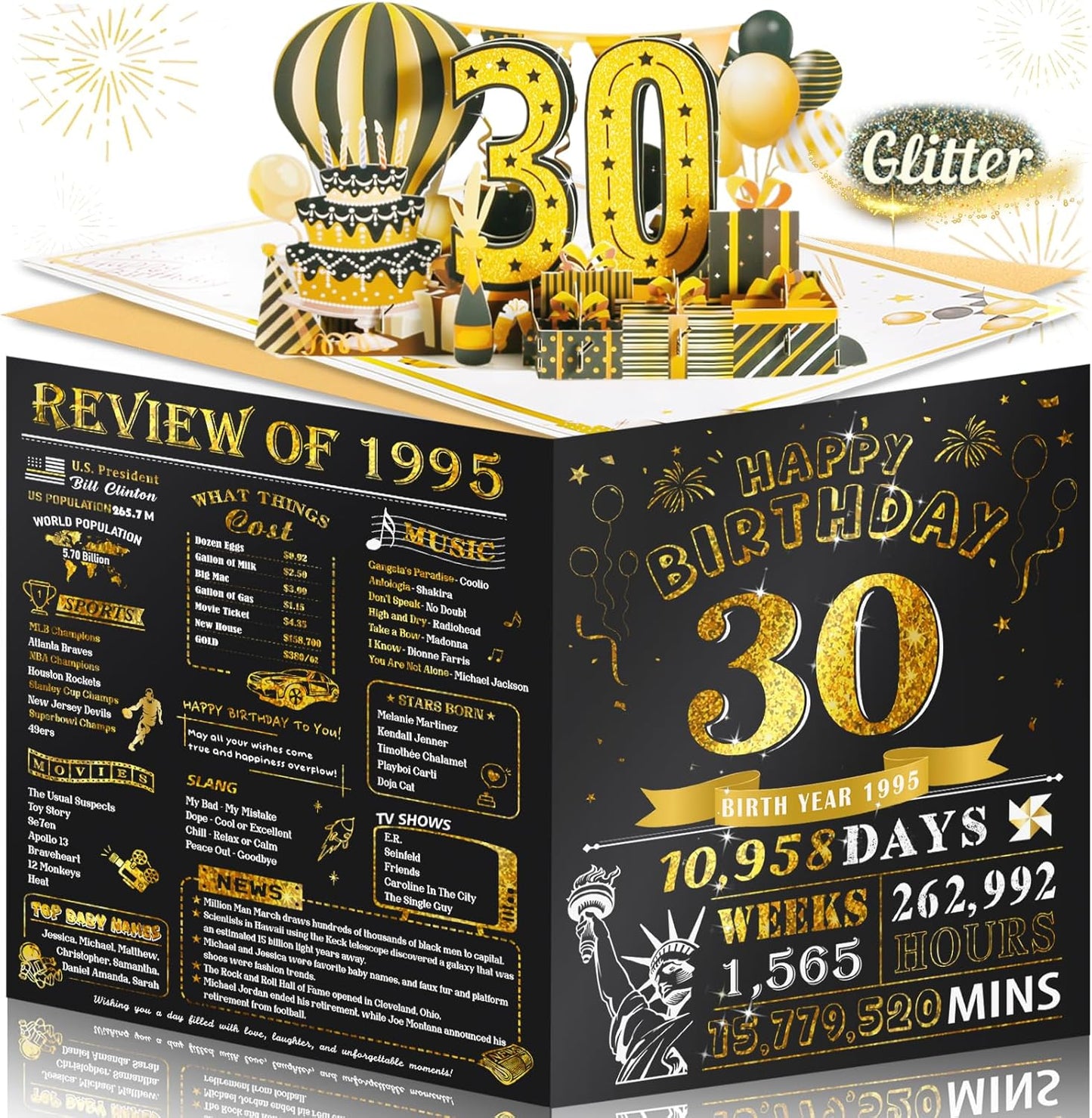 Aiunmiol 21st Birthday Card for Son Grandson, Jumbo 3D Pop Up 21st Birthday Cards for Boy Girl, Happy 21 Year Old Her Him Daughter Funny Bday Gifts, Review of 2004, Black Gold