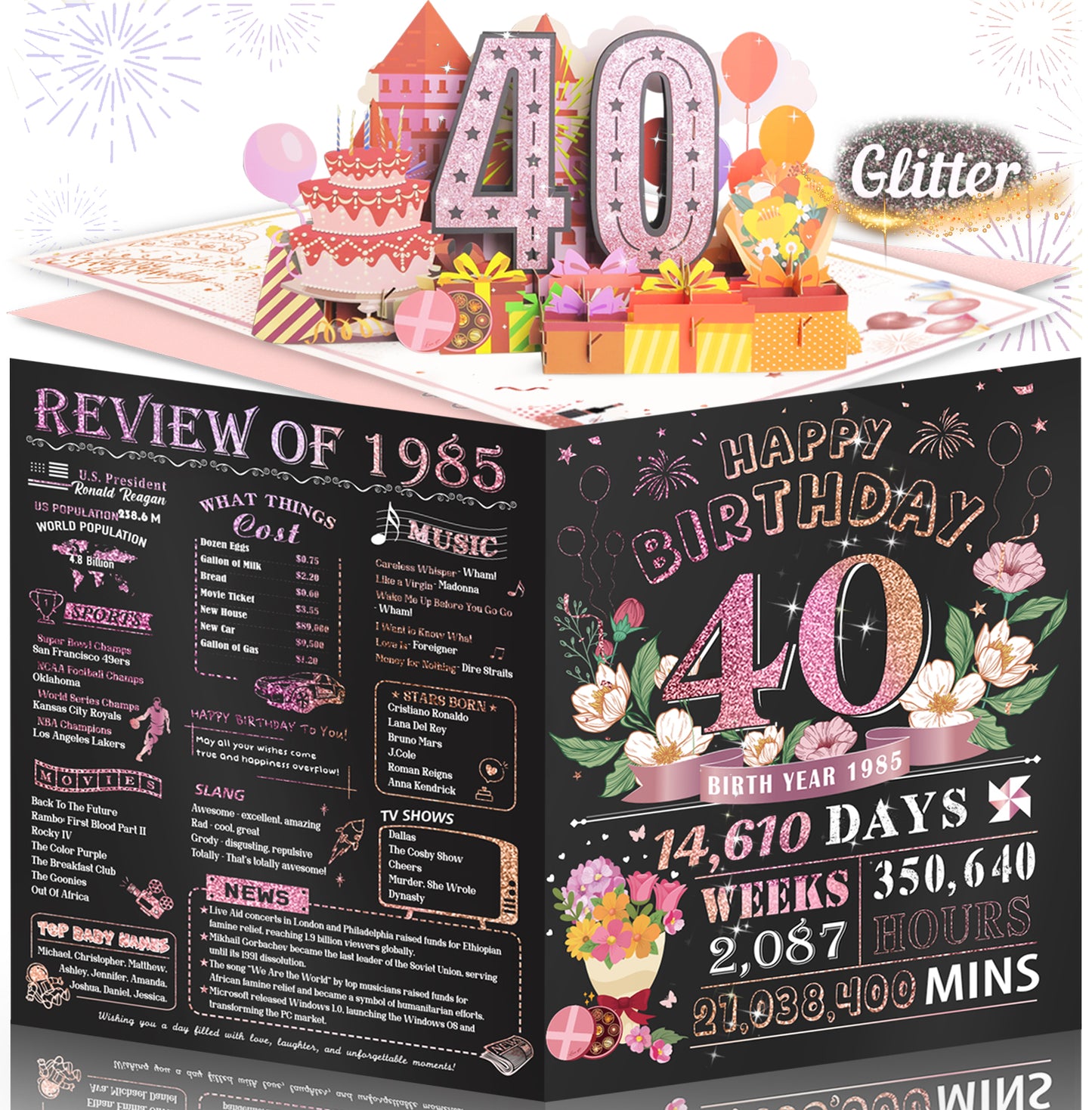 Aiunmiol 10th Birthday Card for Girl Daughter, Pop Up 10th Birthday Gifts Cards for Granddaughter Niece, Happy 10 Year Old Birthday Decorations for Daughter Girls, Review of 2015, Pink