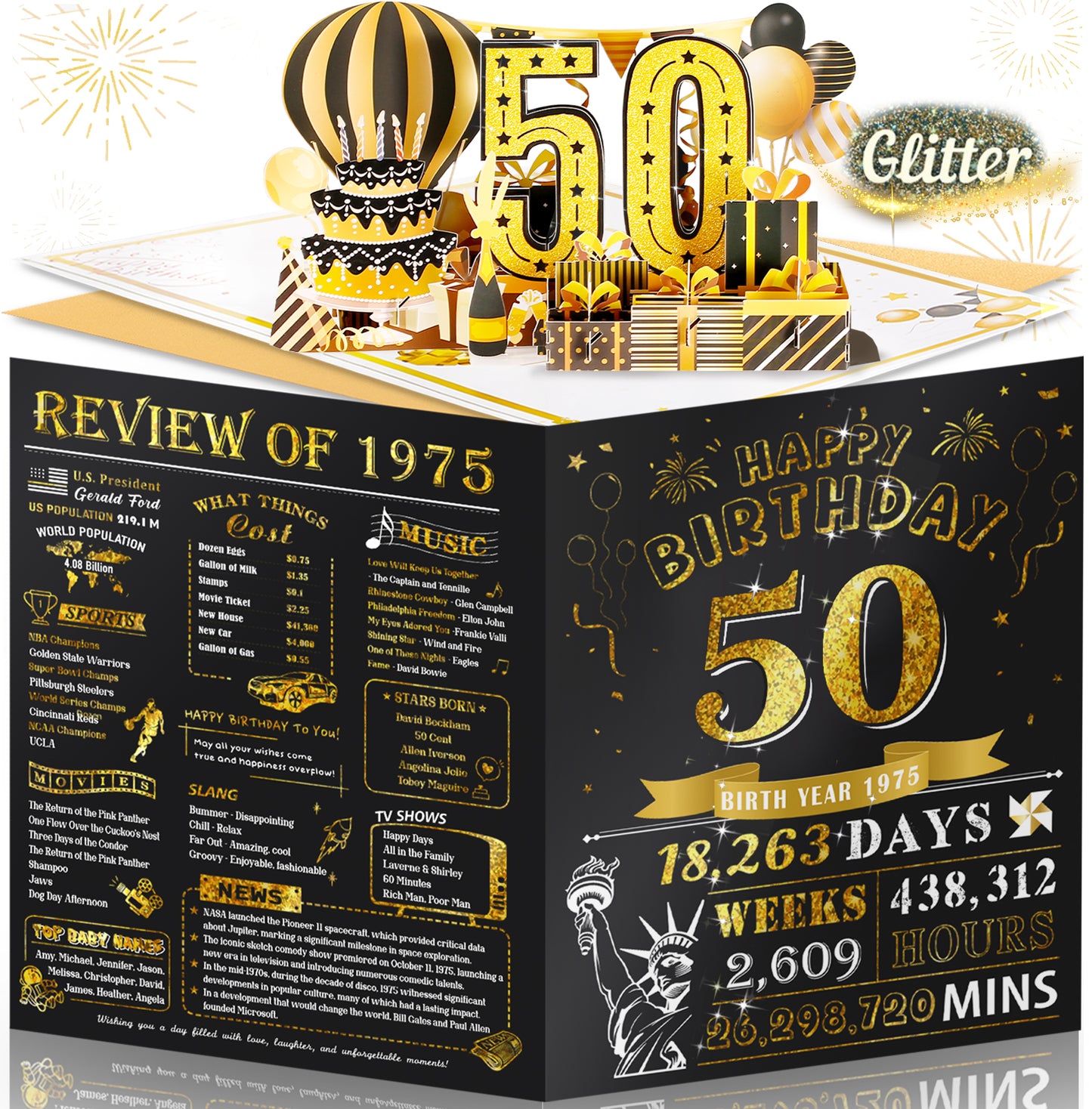 Aiunmiol 21st Birthday Card for Son Grandson, Jumbo 3D Pop Up 21st Birthday Cards for Boy Girl, Happy 21 Year Old Her Him Daughter Funny Bday Gifts, Review of 2004, Black Gold