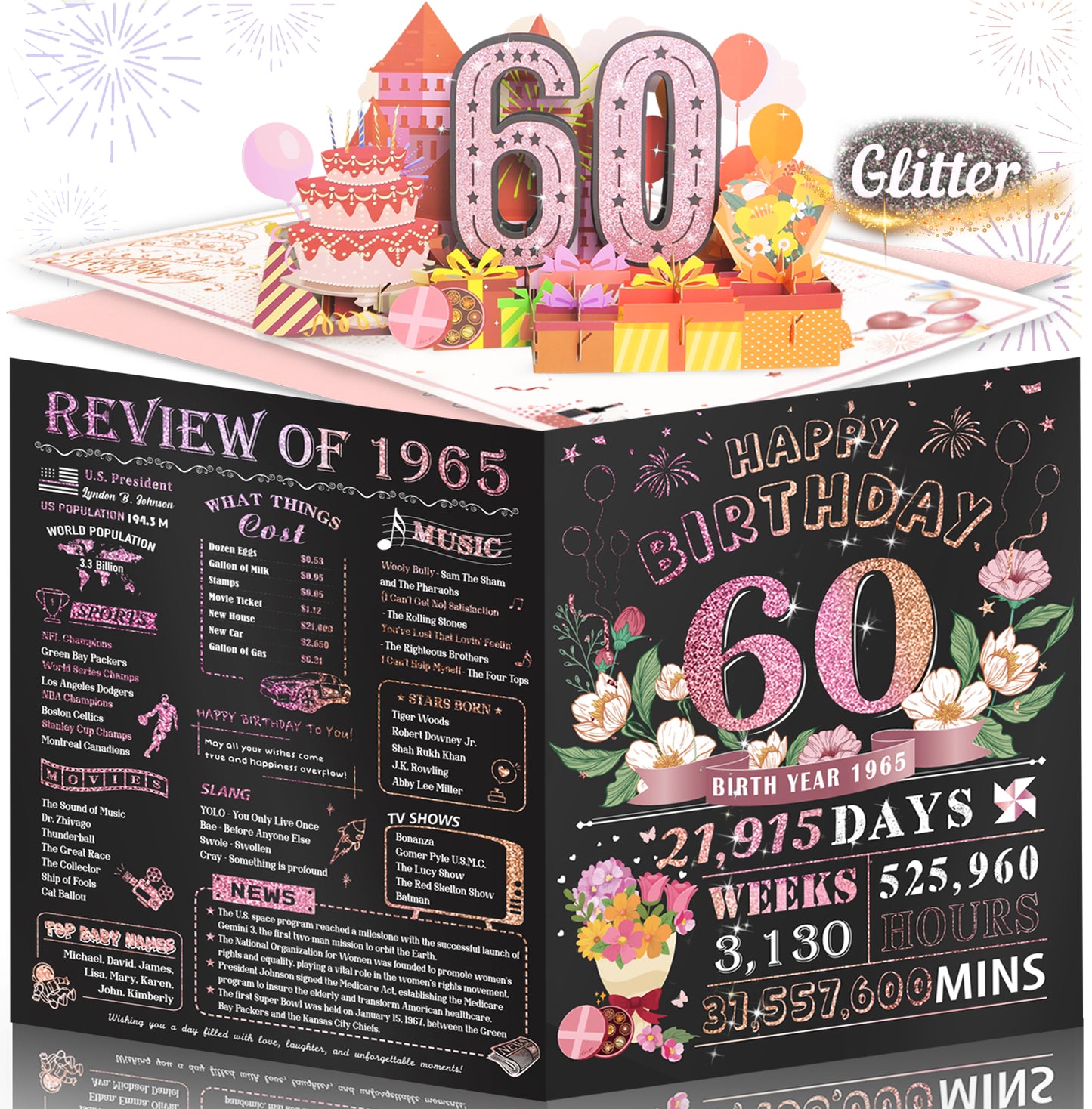 Aiunmiol 10th Birthday Card for Girl Daughter, Pop Up 10th Birthday Gifts Cards for Granddaughter Niece, Happy 10 Year Old Birthday Decorations for Daughter Girls, Review of 2015, Pink