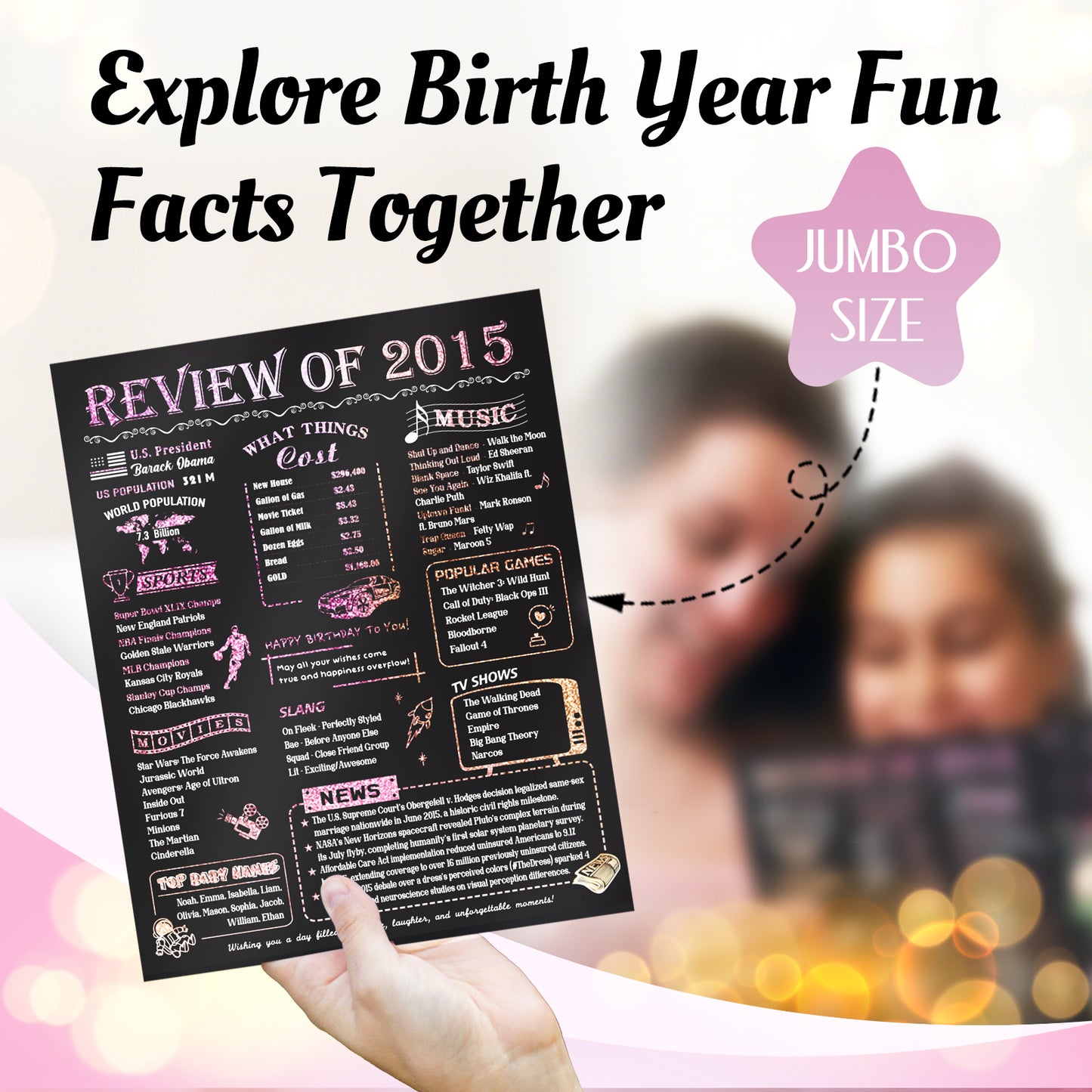 Aiunmiol 10th Birthday Card for Girl Daughter, Pop Up 10th Birthday Gifts Cards for Granddaughter Niece, Happy 10 Year Old Birthday Decorations for Daughter Girls, Review of 2015, Pink