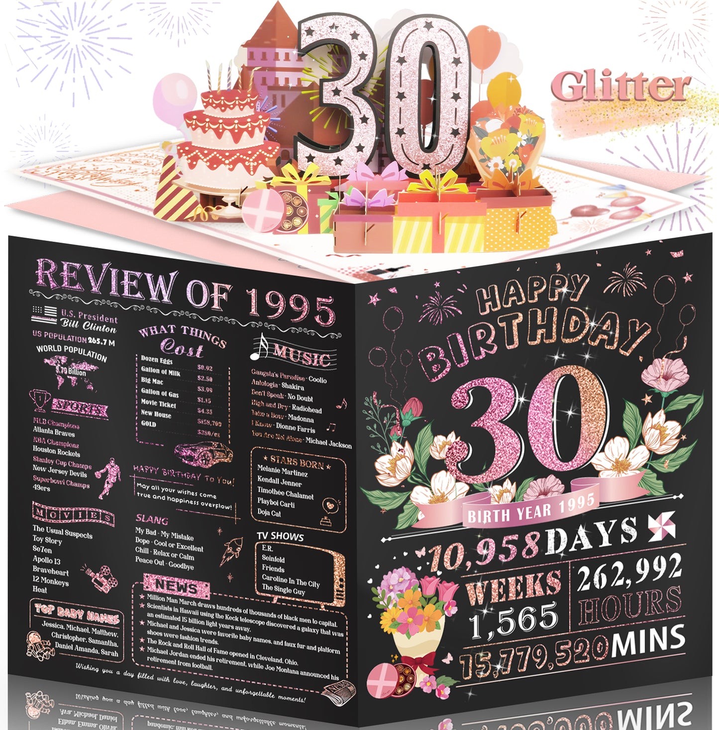 Aiunmiol 10th Birthday Card for Girl Daughter, Pop Up 10th Birthday Gifts Cards for Granddaughter Niece, Happy 10 Year Old Birthday Decorations for Daughter Girls, Review of 2015, Pink