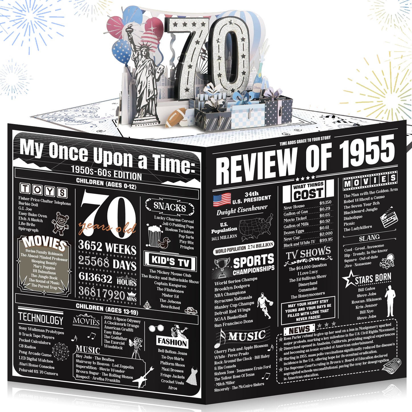 Aiunmiol Cool 40th Birthday Card Gifts for Men Women, Large 3D Pop-up 40 Year Old Bday Card for Him Her, Best Happy Turning 40 Birthday Gift Ideas for Dad Husband, Back In 1985 40th Birthday Decorations, Black